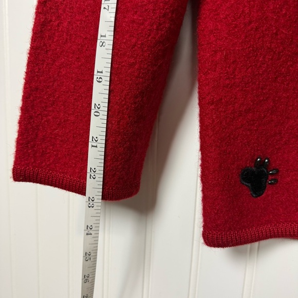 Vintage Lisa International Jacket Size Medium 100% Boiled Wool Zip Black Panther - Picture 6 of 12